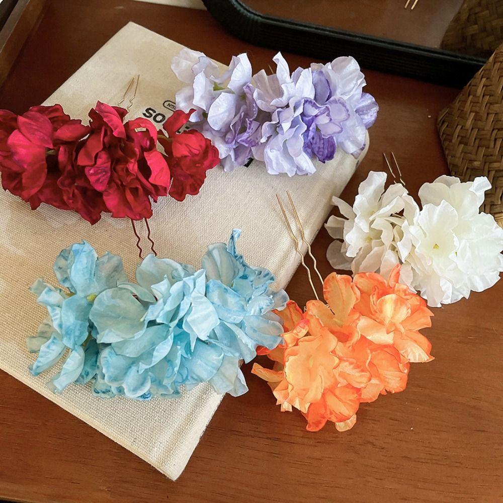 Vintage Sweet Flower Hair Stick Fairy Bohemian Thai Hair Fork Hairpin Simulation Flower Bride Hair Accessories Bridesmaid
