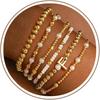 Turandoss 18K Gold Plated Beaded Stretch Initial Bracelet for Women Gifts