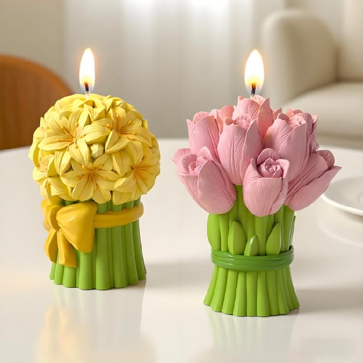 Food Grade Silicone Candle Mould For Tulips Bouquet Aromatherapys Reusable Craft Tool for Family Activities and Weddings