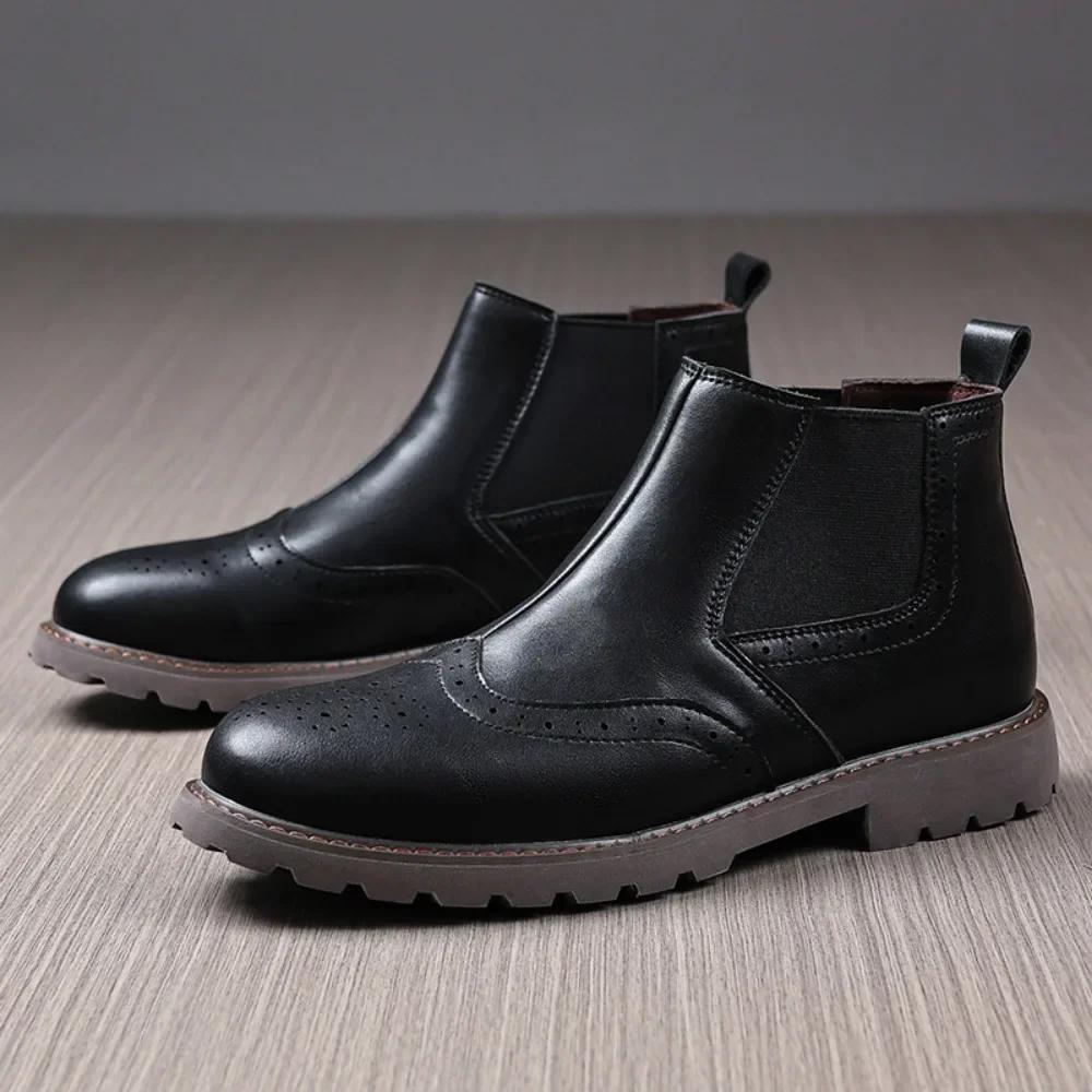 Men Winter Boots Ankle Leather Comfortable Wear For Daily Use Durable Material With Good Quality Stylish Design Suitable For Various Occasions
