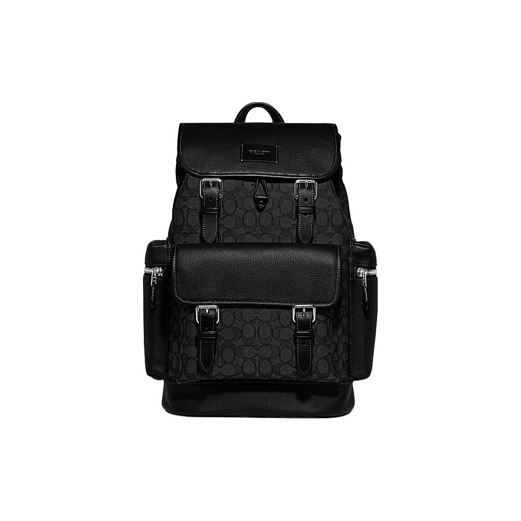 Coach Men's Black Sprint 29 Drawstring Quick Release Leather And Fabric Backpack Large Backpack Ce523-Svo1u