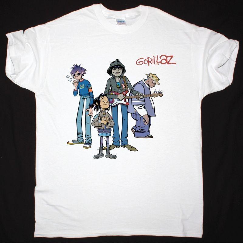 Gorillaz White Band T-Shirt Alternative Music Tee S разноцветный