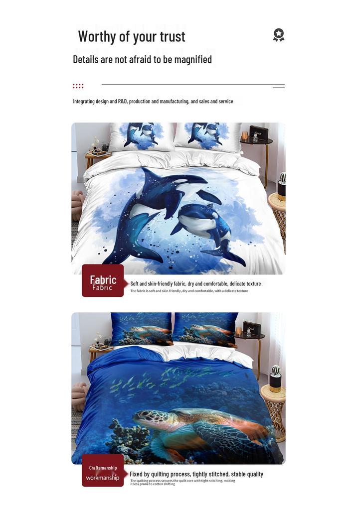 2026 Deep Sea 3D Marine Animal Bedding Set - 3 Piece