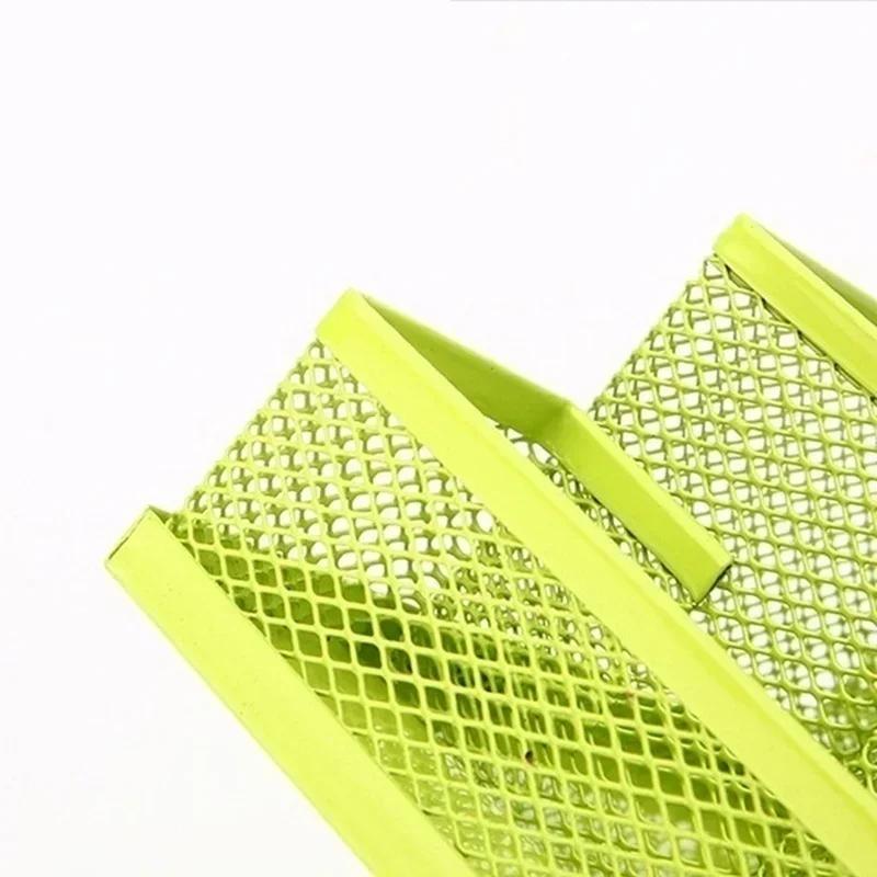 Iron Mesh Four Grid Pen Holder Creative Metal Oblique Insertion Grids Pen Holder Office Desktop Hollow Combination Storage Box
