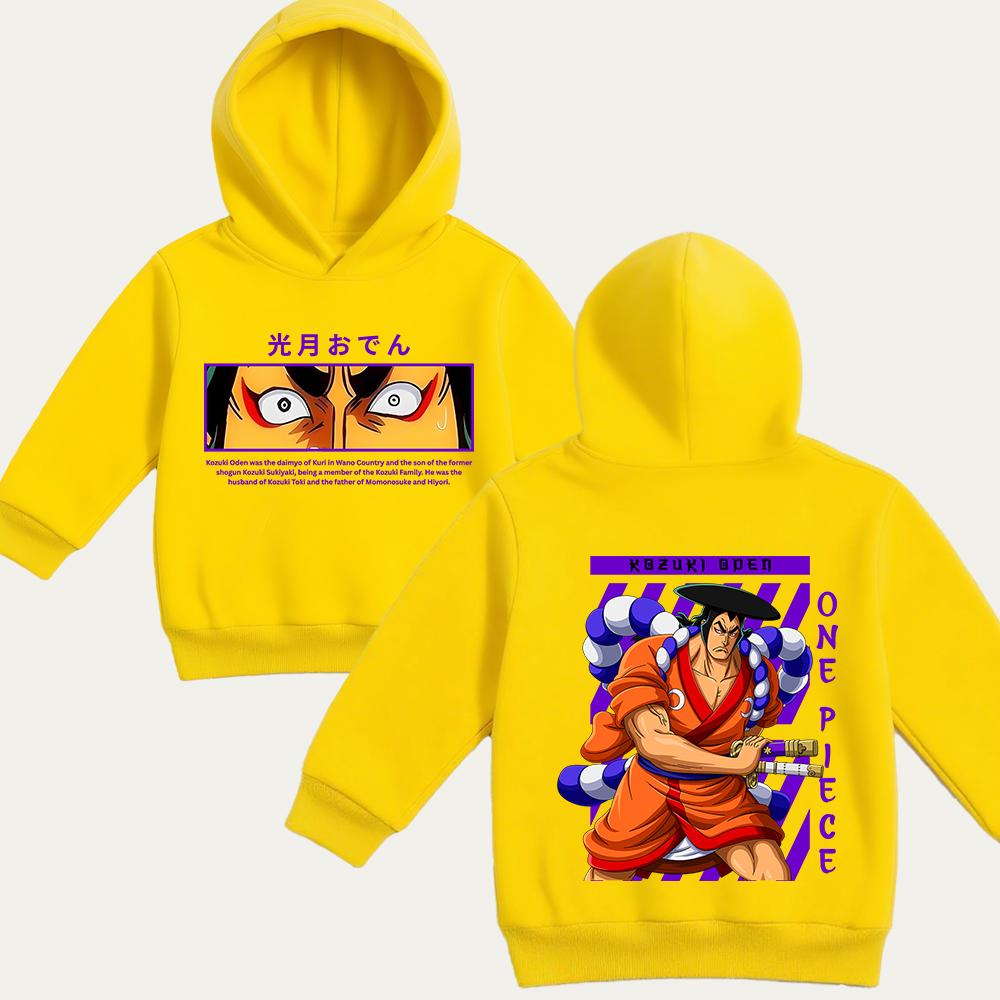 Kids Fleece Hoodie One Piece Kozuki Oden Print Casual Pullover Sweatshirt for Boys