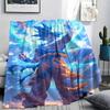 Cartoon Goku Pattern Flannel Blanket, High Quality Comfortable for All Seasons, Home Decor, Warmth and Comfort, Perfect for Gifts.