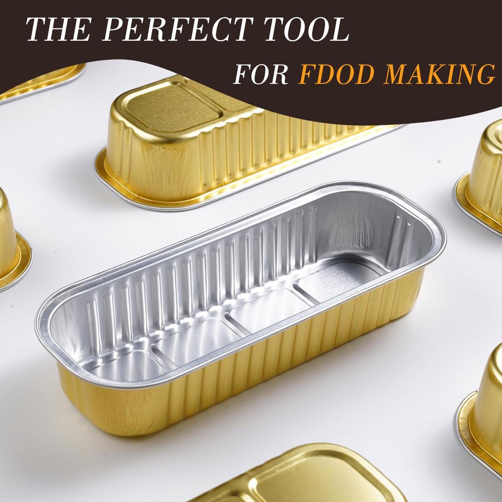 50/100pcs Rectangular Aluminum Foil Baking Boxes Disposable Bakeware ...