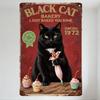 Vintage Black Cat Bakery Metal Sign Rusty Red Background I Just Baked You Some Sincere 1972 100 Years Fresh Baking Whimsical Wal