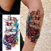 1 Foglio Impermeabile Nave Pirata Vela Tatuaggi Temporanei Per Uomo Donna Bussola Realistica Orologio Tatuaggio Finto Adesivo Lunga Durata