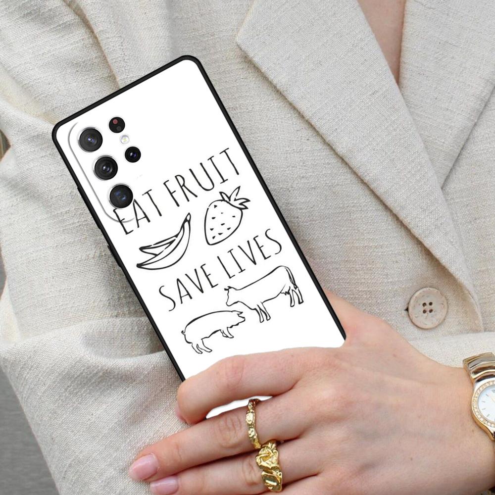 Eat Fruit Not Friends Vegan Cell Phone Case for Samsung Galaxy S26 Ultra S25 S24 S23 S22 S21 S20 Note10 Cover