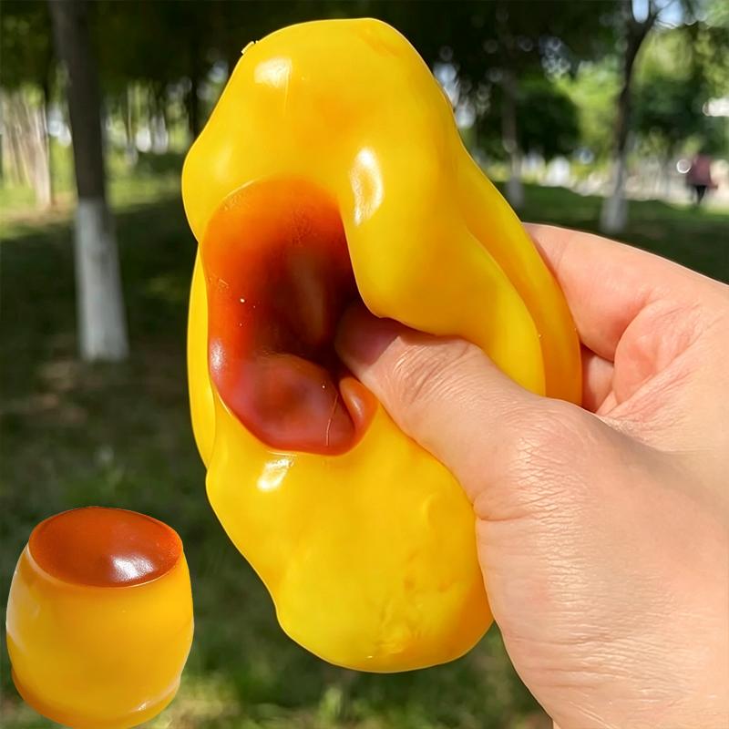 Crispy Caramel Pudding Extrusion Toy Asmr Sensory Decompression Manual Pressure Ball Anxiety Relief Gift Building Block Filling