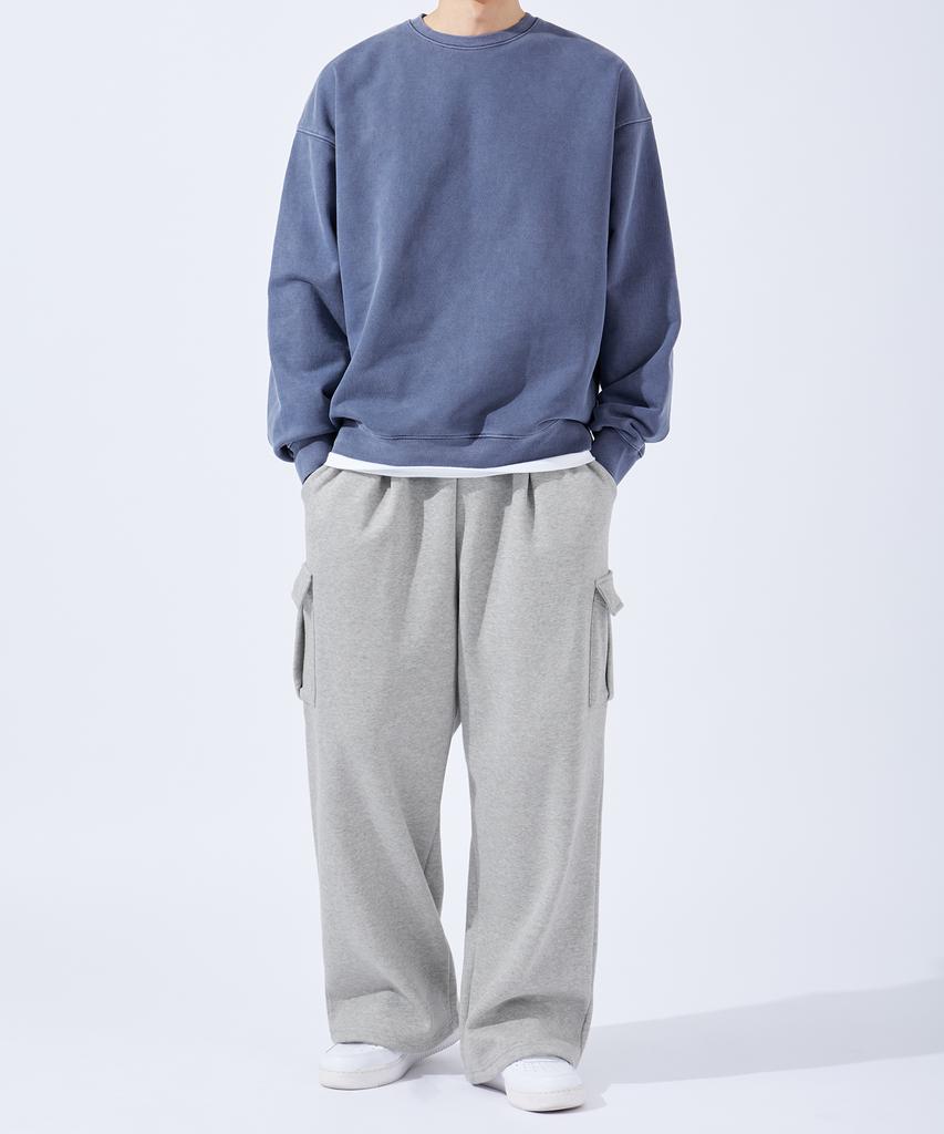 TOPBOY [Non-Fleece Or Fleece-Lined] Comfort Cargo One-Pleat Wide Training Pants Melange