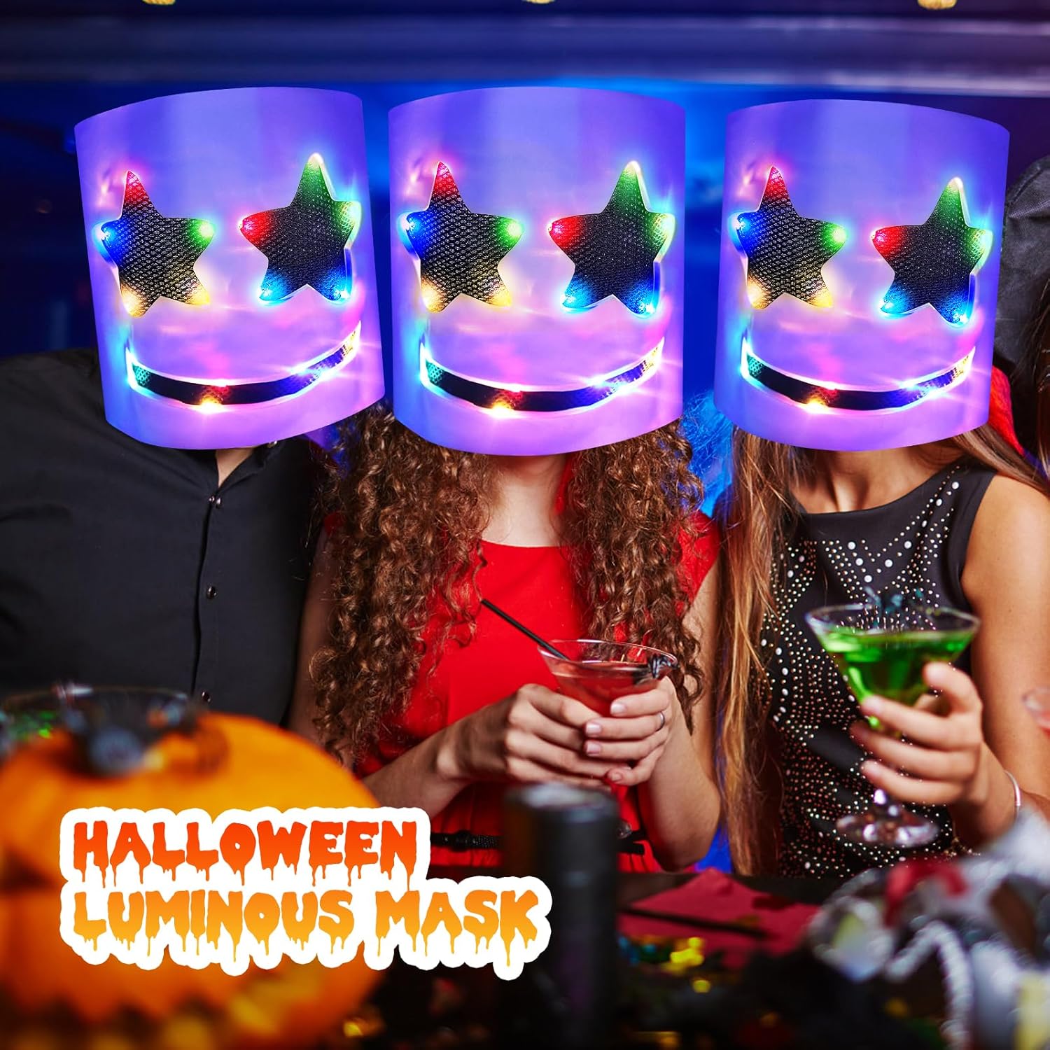 Halloween Mask, Christmas Party Mask, Light Up Flashing DJ Music Festival Halloween Props Mask for Halloween Xmas Costume Party