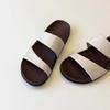 Sheepskin Version~ New Round Head Open-toed Wear Cool Slippers Women's Thick Bottom Comfortable and Versatile Leisure Beach One-word Drag Summer