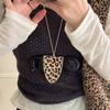 Leopard Print Pu Leather Magnetic Glasses Clip Sunglasses Glasses Holder  Travel Accessory