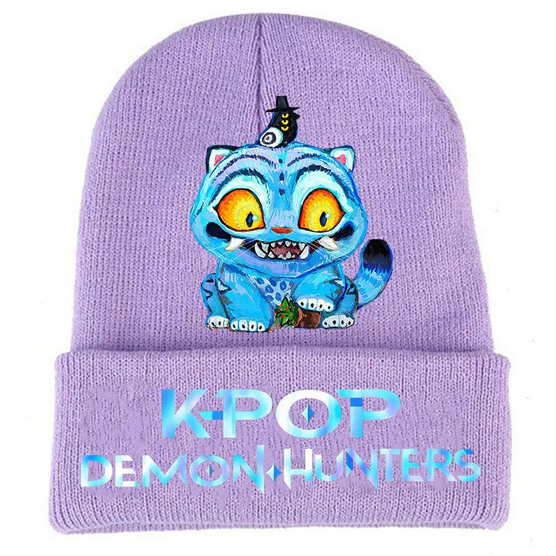 K Pop Dämonenjäger Cartoon Buchstaben Print Strickmützen Herbst Winter Erwachsene Outdoor Warme Mütze