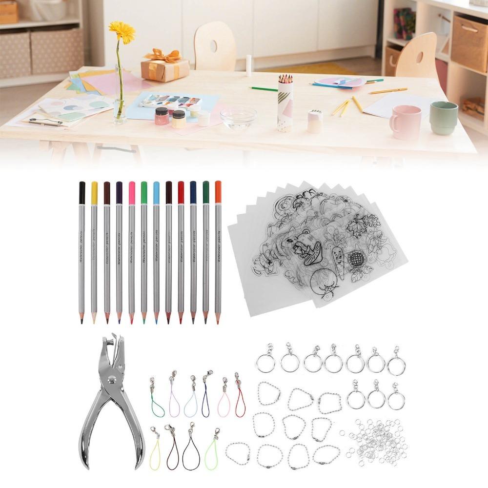 

157pcs Portable Heat Shrink Sheet Set DIY Color Shrink Film Shrinky Dink Sheets DIY Keychains