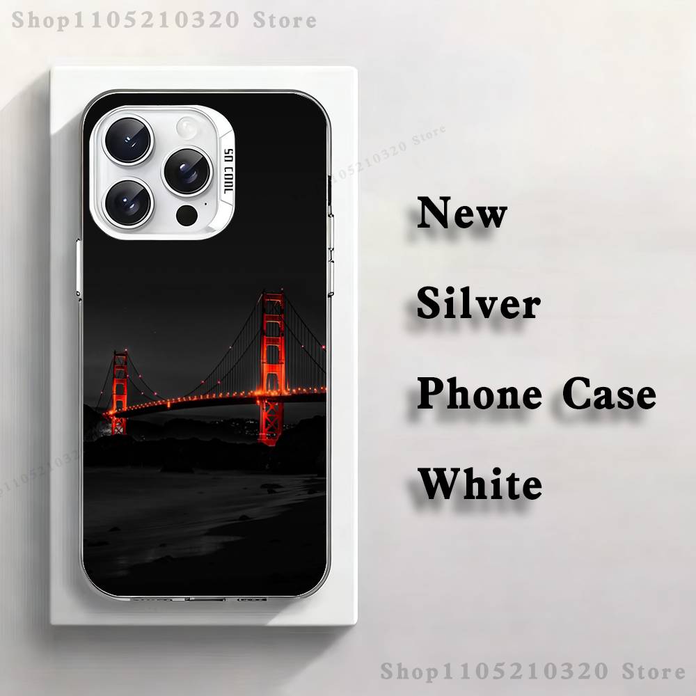 USA Golden Gate Bridge Phone Case For iPhone 17,16,15,14,13,12,11,Pro,XS,Max,Plus,Mini,SE4,E white Matte Shockproof Cover