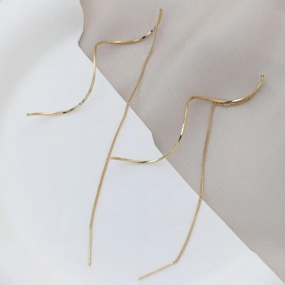 1 Pair Threader Type Long Tassel Threader Earrings Korean Style Party Earrings  Casual Wear