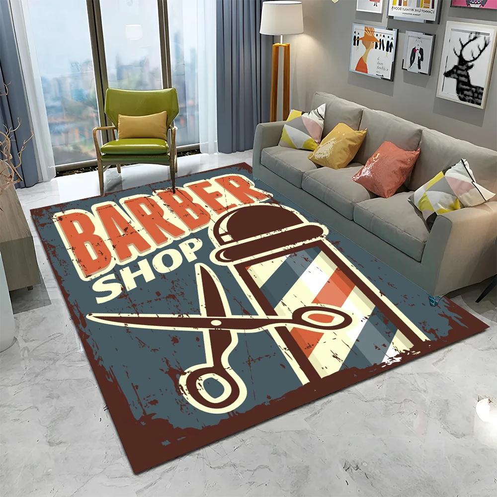 3D Holičství Lebka Vintage Znamení HD Koberec Kobereček pro Domov Obývací Pokoj Ložnice Pohovka Rohožka Dekor, Dětský Koberec Protiskluzová Podložka na Podlahu