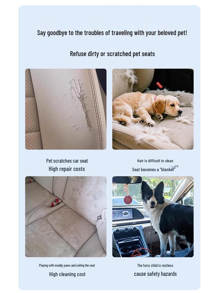 Waterproof Pet Car Seat Mat for Cats & Dogs - Rear Seat Cushion for Medium & Large Pets