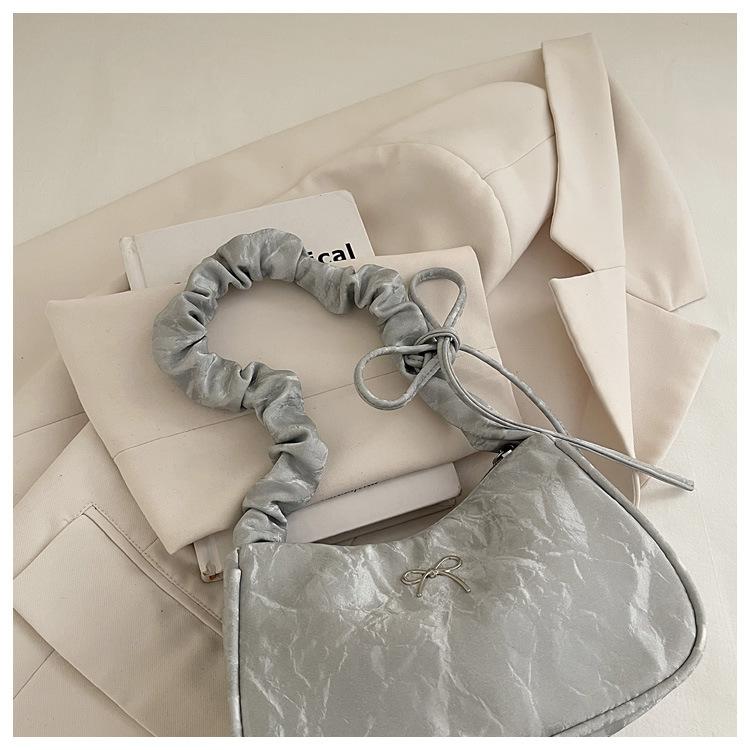 Korean Style Ruched High Aesthetic Armpit Bag for Women, Retro Single Shoulder Handbag, Personalized Handheld Purse