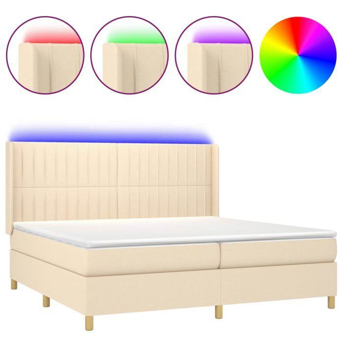 Maison Exclusive - Sommier à lattes de lit matelas et LED Crème 200x200 cm Tissu