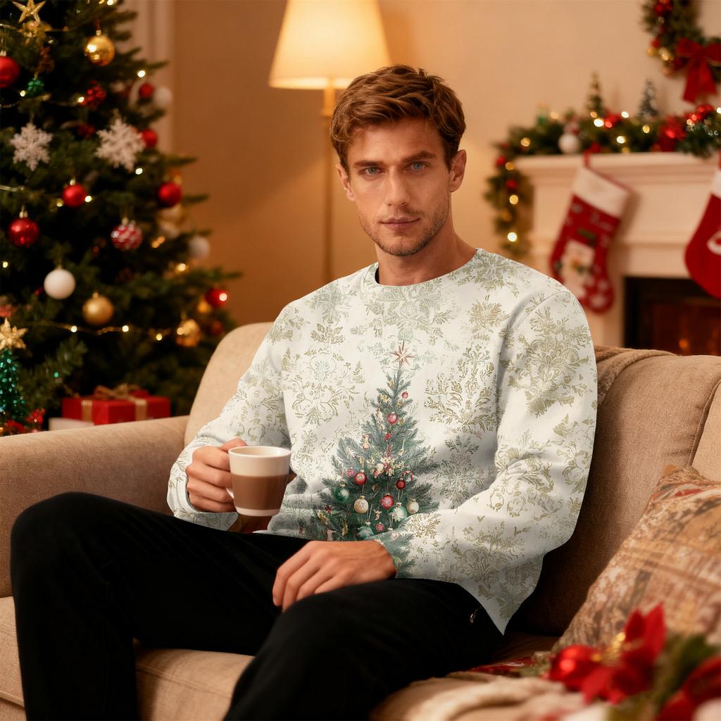 Men's Round Neck Fleece-Lined Thick Warm Sweatshirt