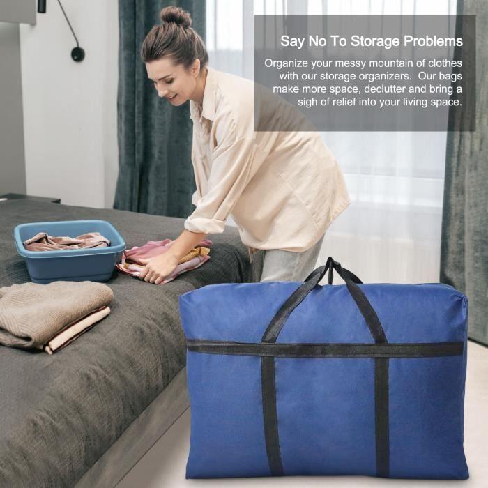 Sac de rangement sous lit - 1X85 - Pliable - 85L - Bleu - 72x46x26 cm