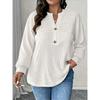 QICED Women's Fashion Casual Solid Color Print V-Neck  Long Sleeve Blouses & Shirts