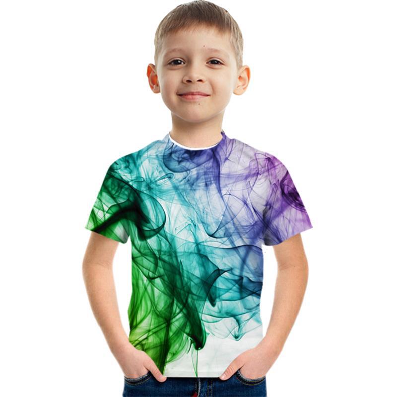 Summer Round Neck Colorful 3D Printed Top Fashionable Casual Short Sleeved Children's Boy T-shirts
