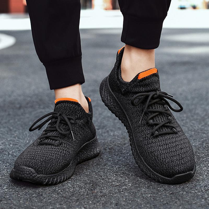 Men's Fashion Breathable Sports Flyknit Mesh Shoes Outdoor Hiking Shoes Tourism Walking Socks Shoes