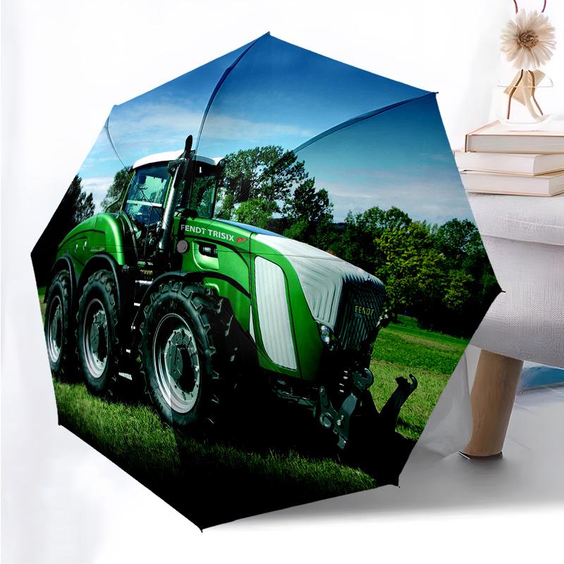 Tractor Car Themed Folding Umbrella Fashion Auto-Open 8 Iron Ribs Plastic Handle Foldable Sunshade Perfect Christmas Gifts