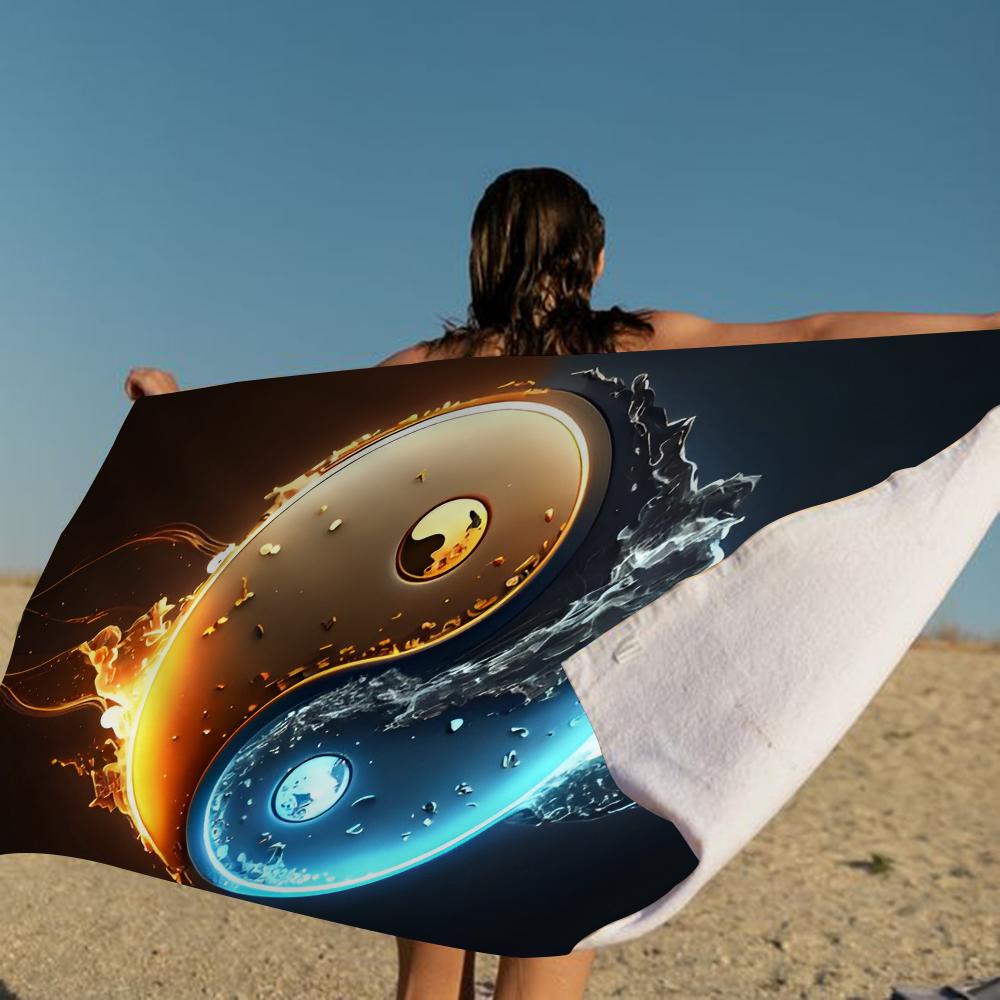 Nature Yin Yang Chinese Tai Chi Bagua Microfiber Blanket Quick Drying Beach Towels Printing Super Absorbent Pool Towel Blanket