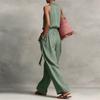Sleeveless Neck Wide Leg Jumpsuit with Adjustable Waist Tie and Pleated Detailing for Women Casual Style