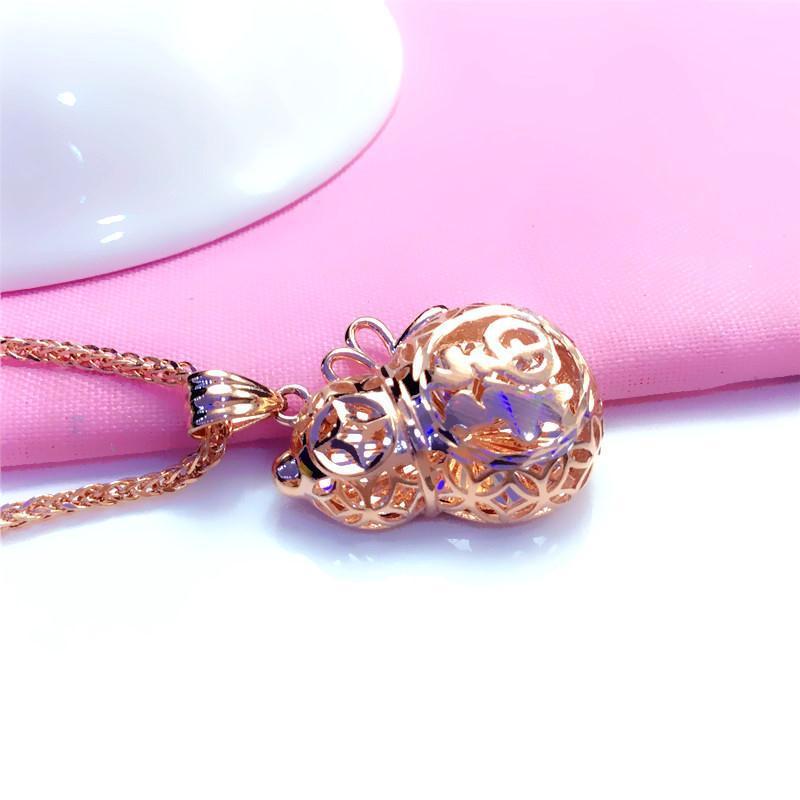 Exquisite Rose-Plated Three-Dimensional Gourd Pendant Russian Purple Gold Classic Fashion 585 Colored Gold Blessing Necklace