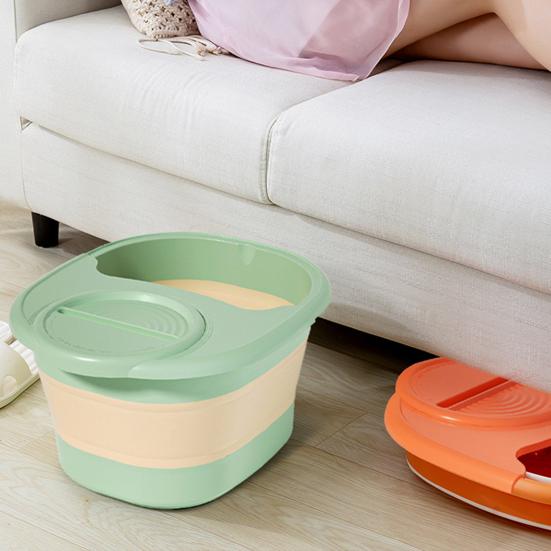 Folding Footbath with Lid Dual-State Switching One-Touch Foldable Design Foot Basin Ergonomic Anti-aging Pet Paw Care Tool