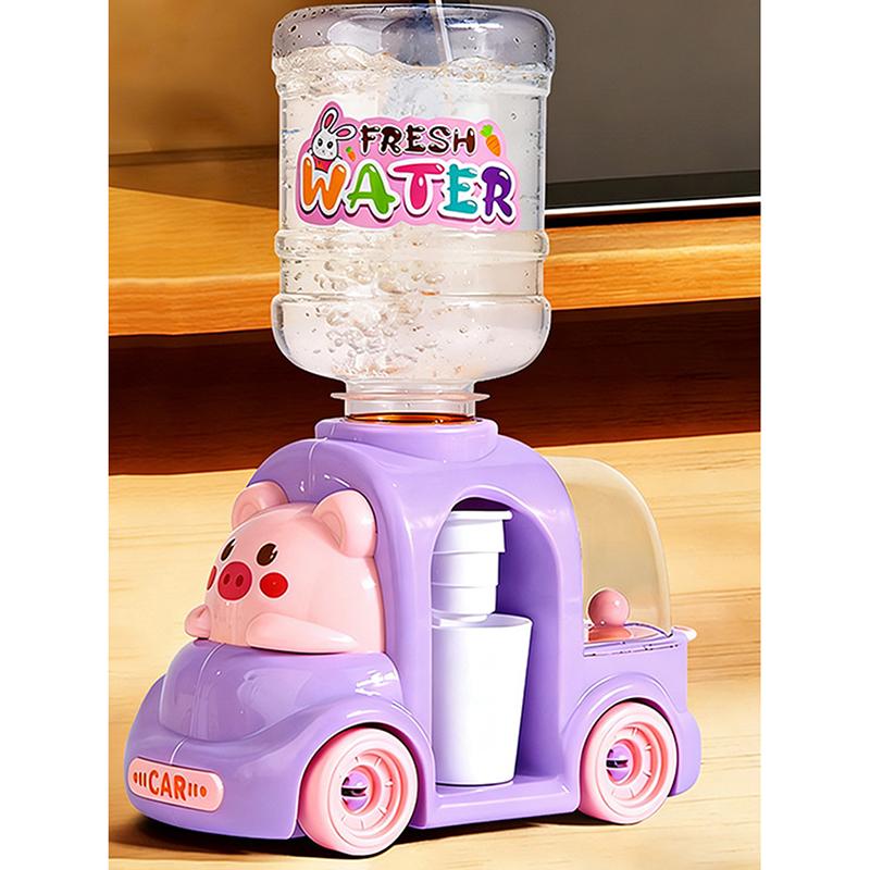 Cartoon Car & Dinosaur Mini Water Dispenser, Press Type Pretend Play Water Drinking Toy for Kids