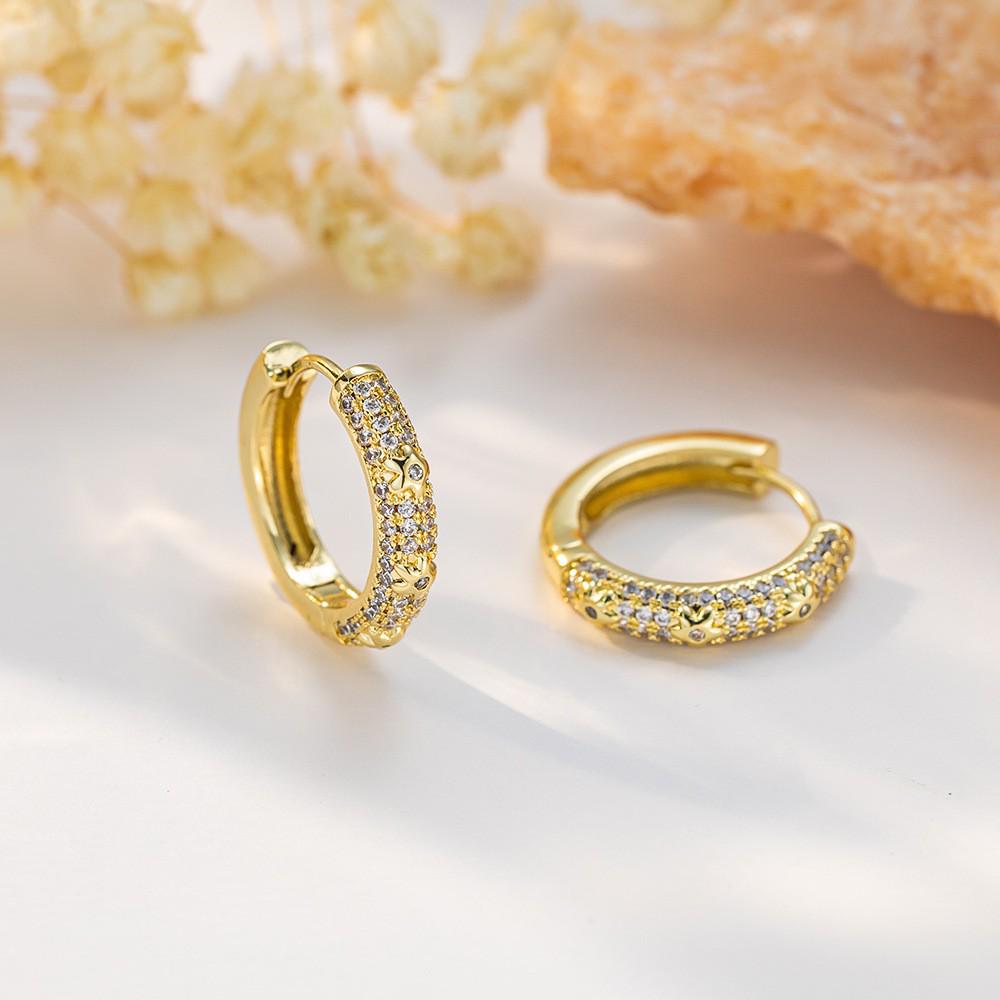 Resort-Style Retro Zircon Double Row Hollow Ear Cuff Earrings - Chinese Fashion Exquisite Design