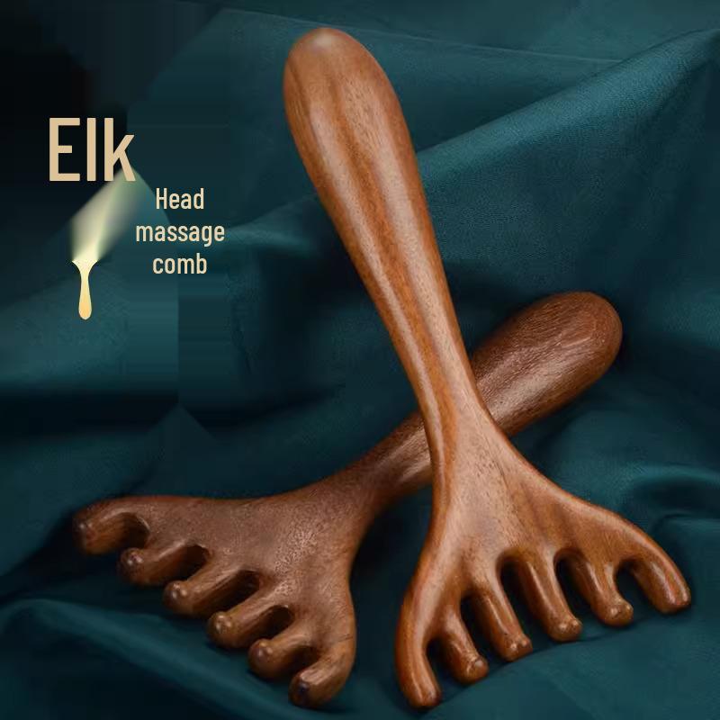 

Sandalwood Antler Head Massage & Scalp Therapy Comb: Guasha Health Care Tool