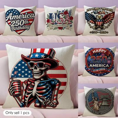 American Year Cushion Cover Natural Linen Pillow Case DoubleSided Print Decorative Sofa Pillowcase Home Decor Gift