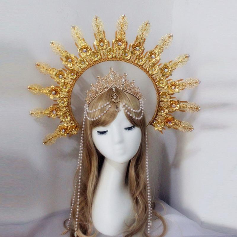 Baroque Luxury Hair Hoop Headwear Gothic Crown Material Package Goddess Pearl Headband Hair Accs for Women Photo