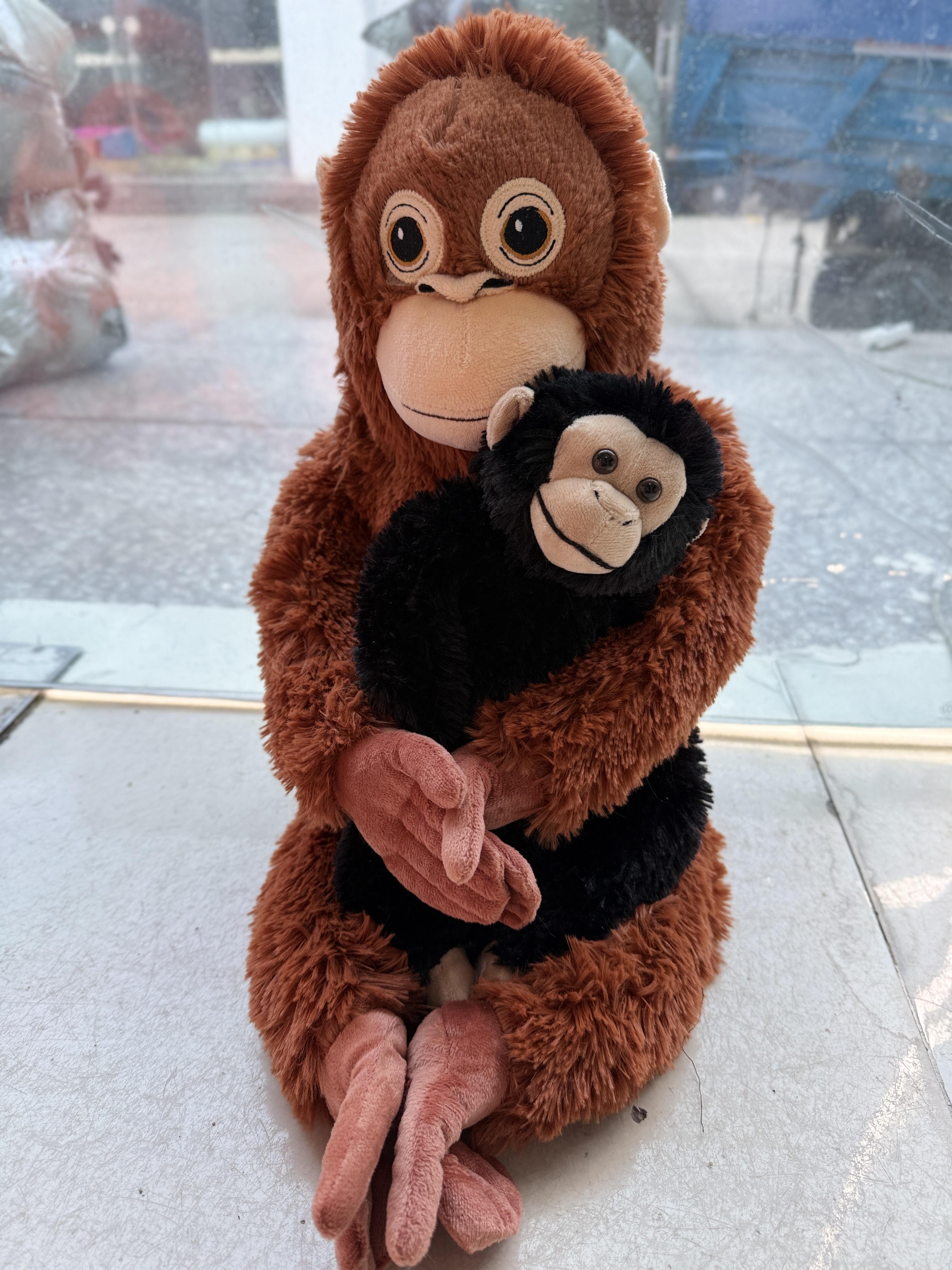 Cartoon Punch Aap Pluche Pop Bruine Chimpansee Moeder En Zwarte Aap Baby Samen Dier Opgezette Pop Huisdecoratie Cadeau Voor Kinderen see choose option