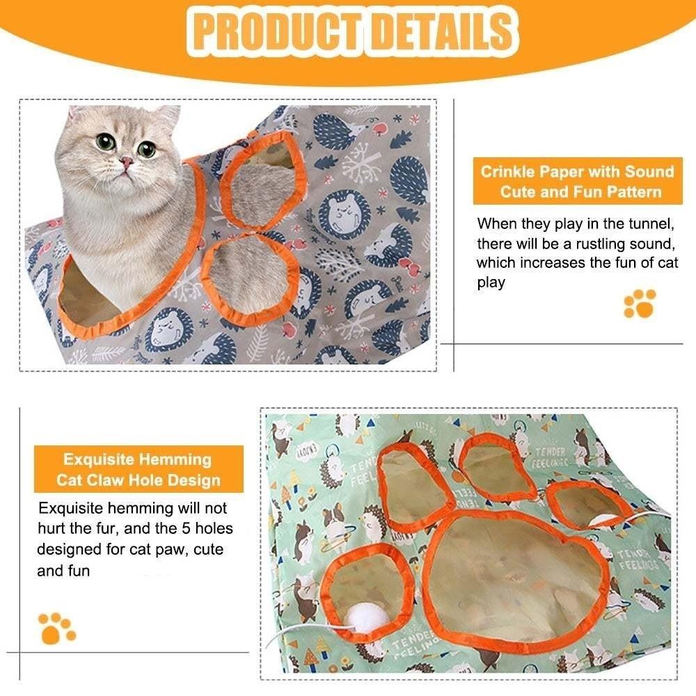 Rolling Ground Cat Teaser Tunnel Interactive Cat Tunnel Toy  Cat Playing Interactive Games