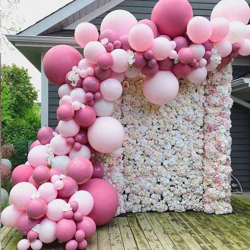 138PCS/Set Pink Balloon Garland Arch Kit Rose Red Latex Air Balloons Baby Shower Girl Birthday Party Wedding Decorations
