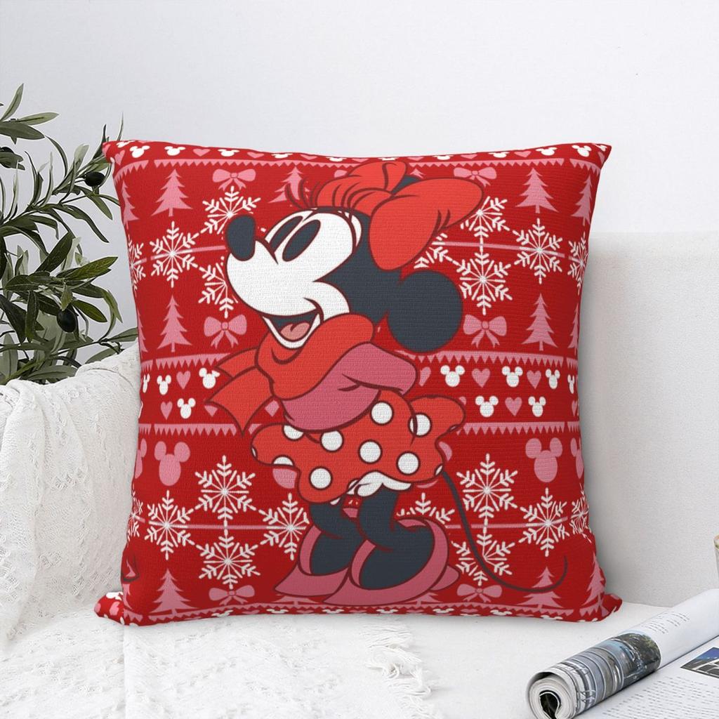 Mickey Merry Christmas Pillowcase Printing Polyester Cushion Cover Decor Minnie Throw Pillow Case Cover Home Wholesale 45X45cm
