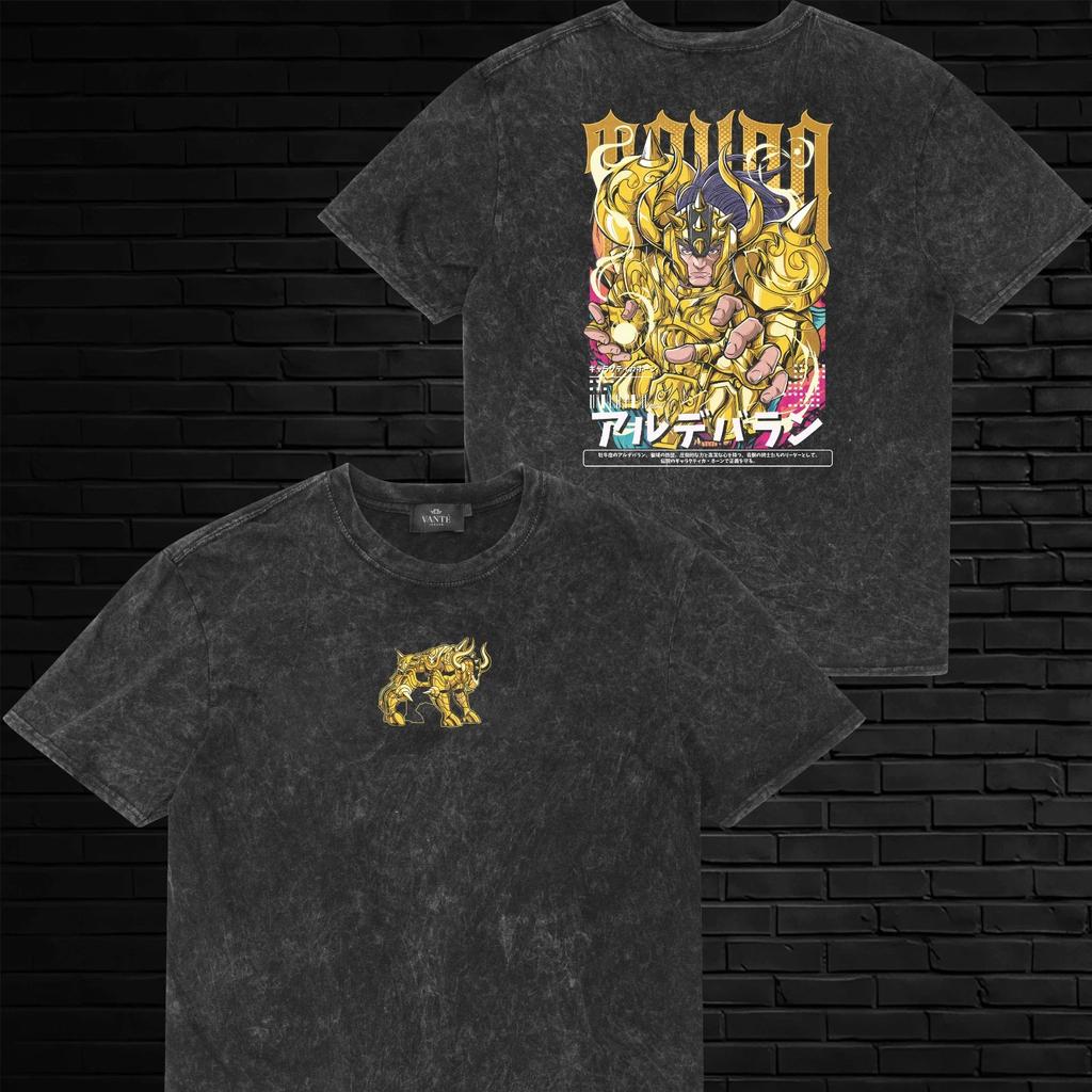 Taurus Aldebaran Acid Wash Anime T-Shirt Gold Saint Great Horn Graphic Tee