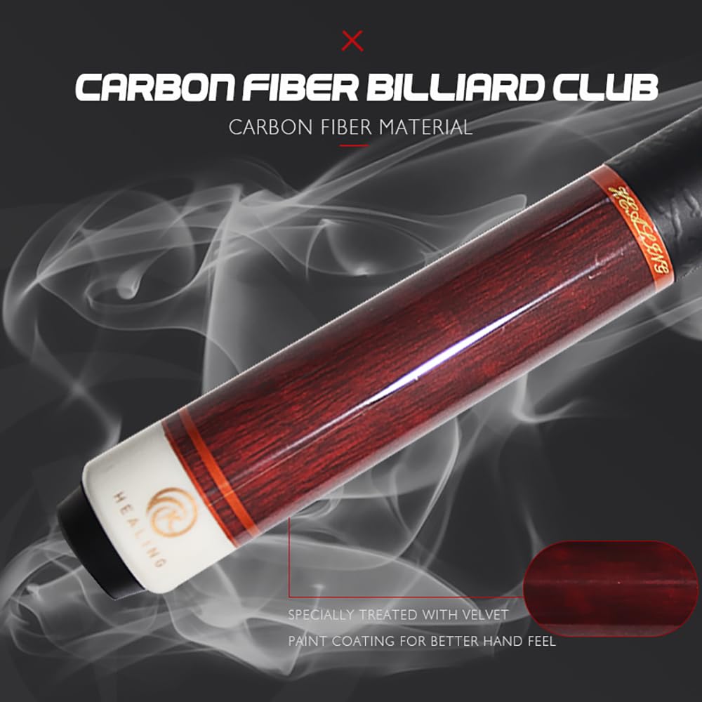 Billiard Cue OKHEALING 19oz Jointed Carbon Fiber Pool Cue Stick Cue Tip 58" 1/2 11.8mm (Play Cue)