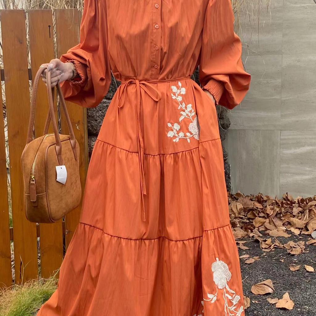 Jarní a podzimní nové etnické vyšívané šaty pro ženy volné šaty do A