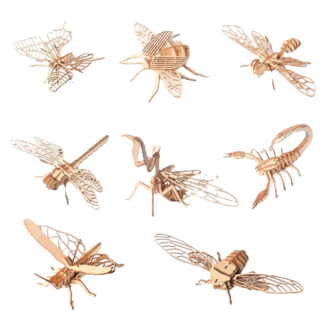 

MaT store 3D Puzzle, Wooden Puzzle, Insect Craft, 3D Puzzle, Model, 3D Render, Set of 8